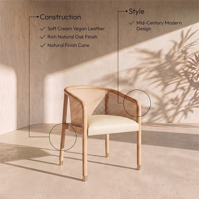 Meridian Furniture Sylvan Cream Vegan Leather Dining Chair (Set of 2)