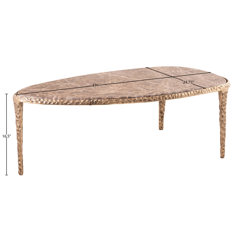Meridian Furniture Gild Brown Genuine Marble Top And Aluminum Base Coffee Table