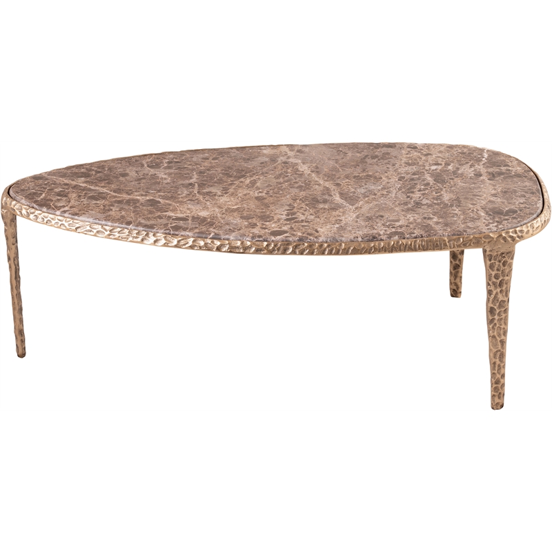 Meridian Furniture Gild Brown Genuine Marble Top And Aluminum Base Coffee Table