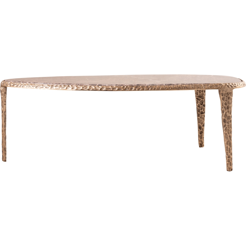 Meridian Furniture Gild Brown Genuine Marble Top And Aluminum Base Coffee Table