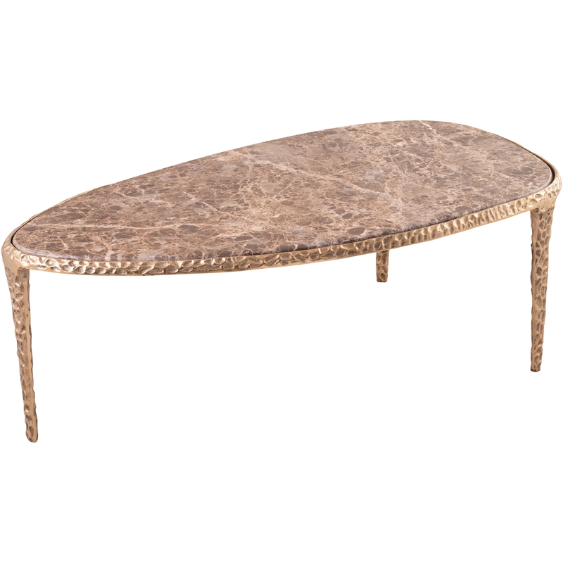 Meridian Furniture Gild Brown Genuine Marble Top And Aluminum Base Coffee Table