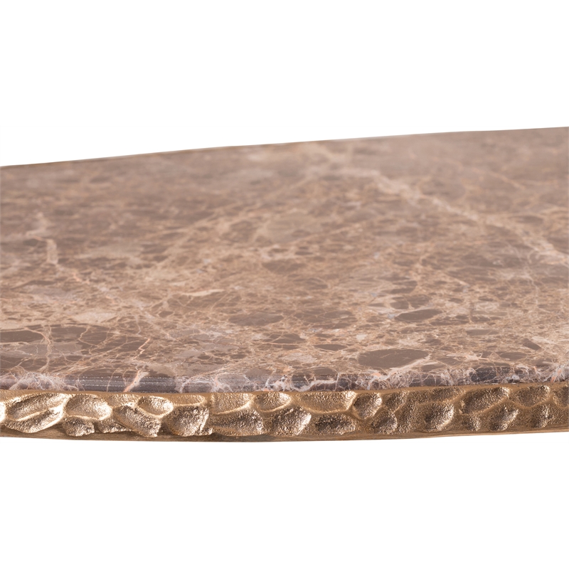 Meridian Furniture Gild Brown Genuine Marble Top And Aluminum Base Coffee Table