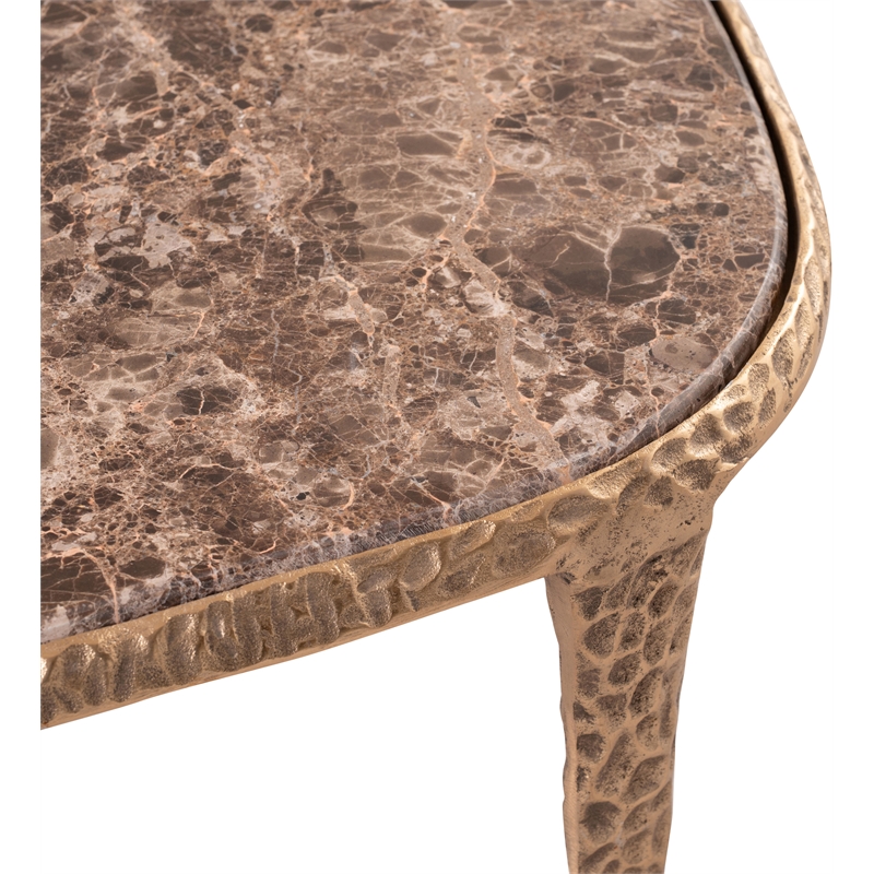 Meridian Furniture Gild Brown Genuine Marble Top And Aluminum Base Coffee Table