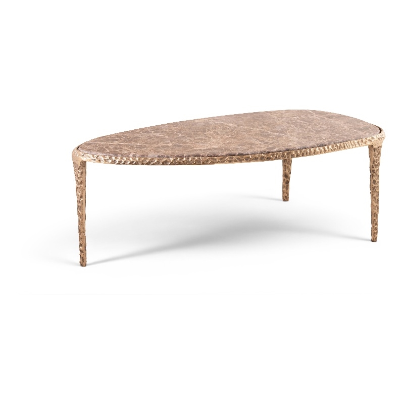 Meridian Furniture Gild Brown Genuine Marble Top And Aluminum Base Coffee Table