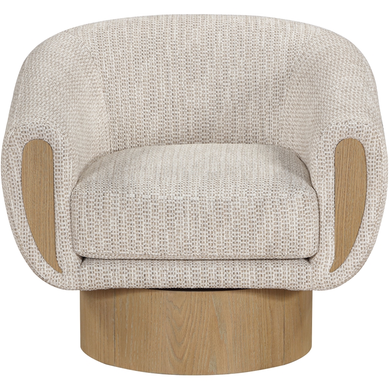 Meridian Furniture Avella Beige Interwoven Fabric Swivel Accent Chair