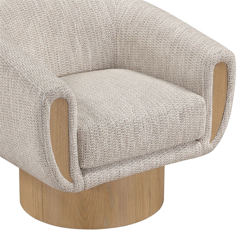 Meridian Furniture Avella Beige Interwoven Fabric Swivel Accent Chair