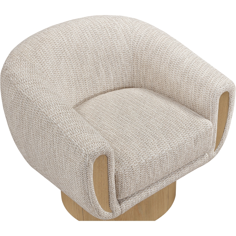Meridian Furniture Avella Beige Interwoven Fabric Swivel Accent Chair