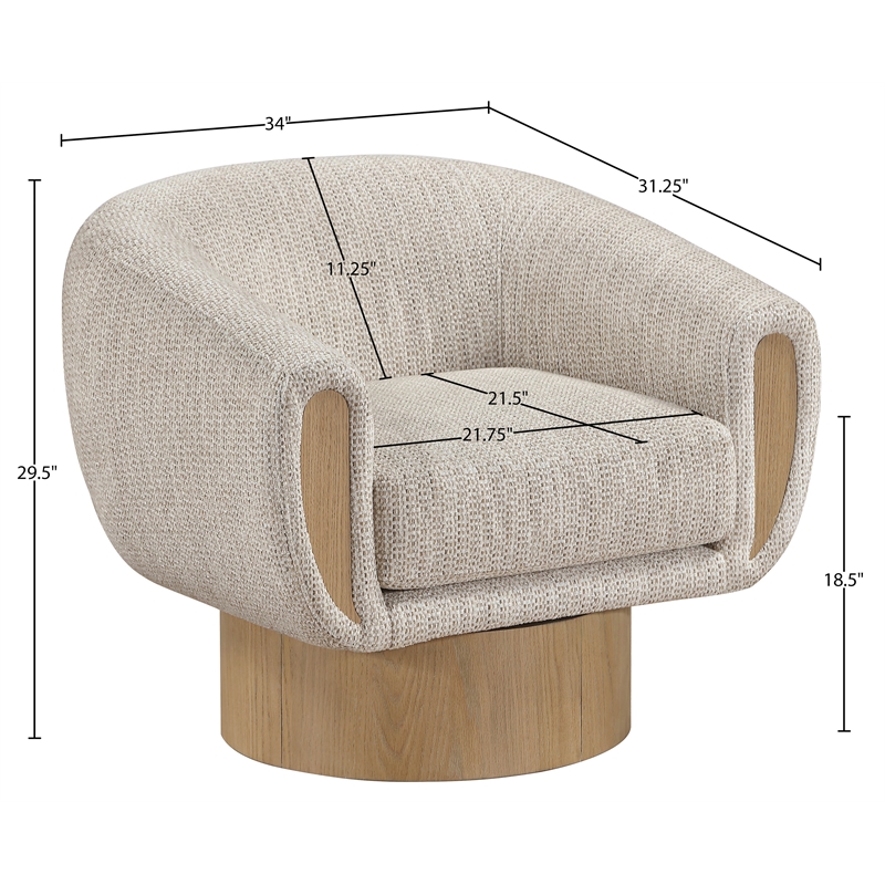 Meridian Furniture Avella Beige Interwoven Fabric Swivel Accent Chair