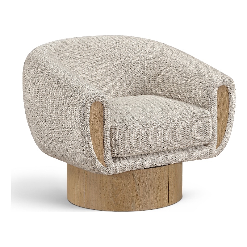 Meridian Furniture Avella Beige Interwoven Fabric Swivel Accent Chair