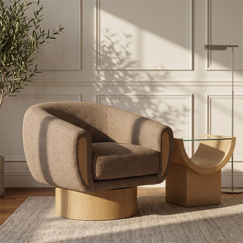 Meridian Furniture Avella Brown Interwoven Fabric Swivel Accent Chair