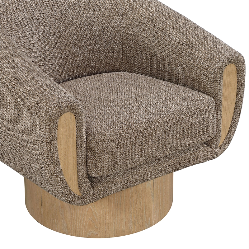 Meridian Furniture Avella Brown Interwoven Fabric Swivel Accent Chair