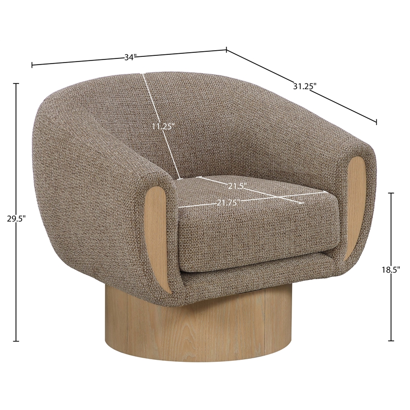 Meridian Furniture Avella Brown Interwoven Fabric Swivel Accent Chair