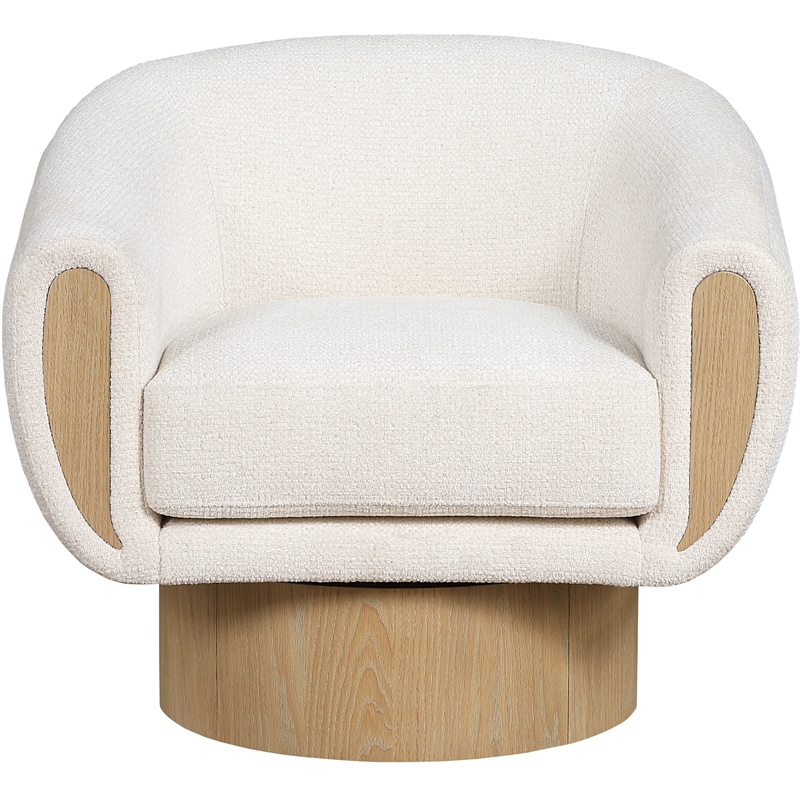 Meridian Furniture Avella Cream Interwoven Fabric Swivel Accent Chair