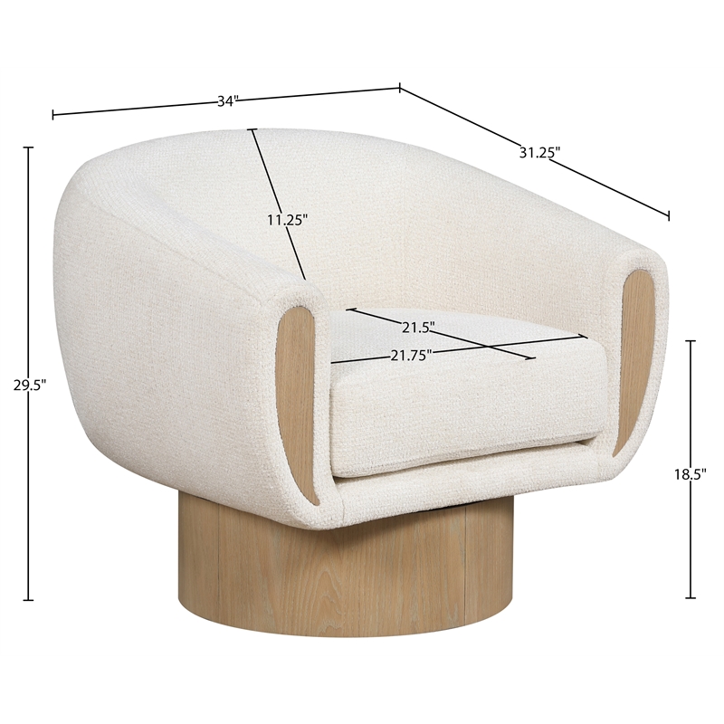 Meridian Furniture Avella Cream Interwoven Fabric Swivel Accent Chair