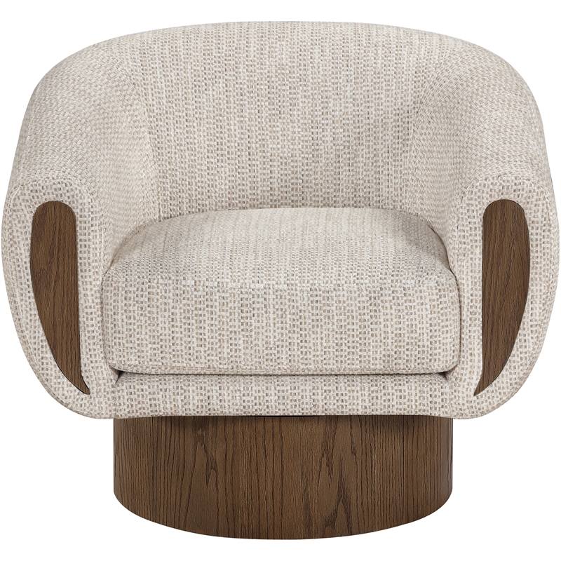 Meridian Furniture Avella Beige Interwoven Fabric Swivel Accent Chair