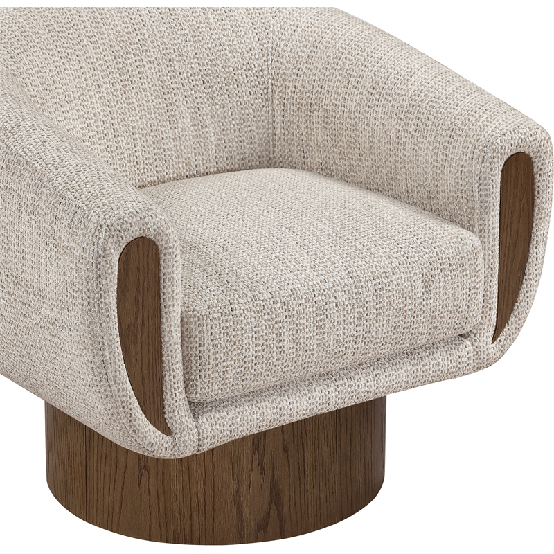 Meridian Furniture Avella Beige Interwoven Fabric Swivel Accent Chair