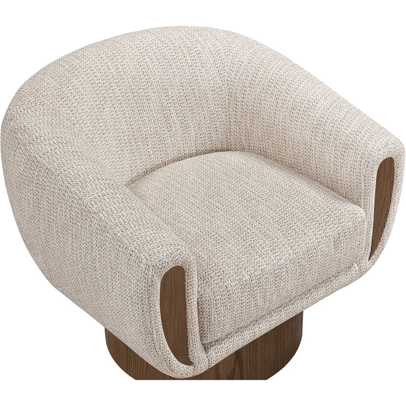 Meridian Furniture Avella Beige Interwoven Fabric Swivel Accent Chair