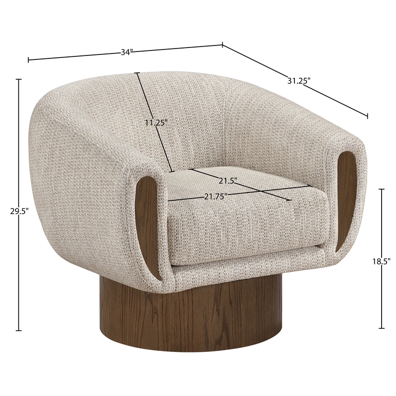 Meridian Furniture Avella Beige Interwoven Fabric Swivel Accent Chair