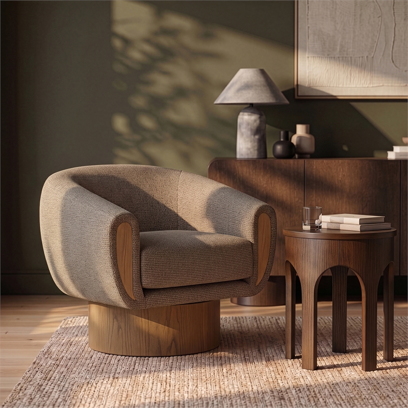 Meridian Furniture Avella Brown Interwoven Fabric Swivel Accent Chair