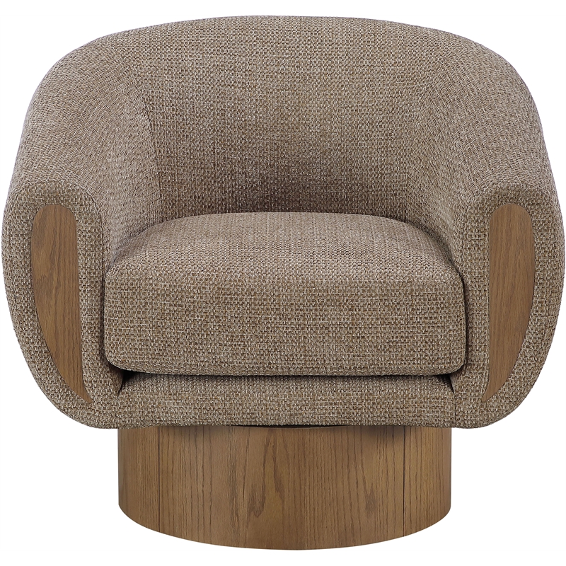 Meridian Furniture Avella Brown Interwoven Fabric Swivel Accent Chair