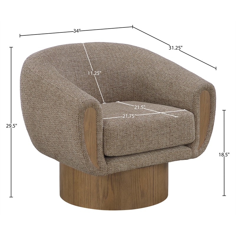 Meridian Furniture Avella Brown Interwoven Fabric Swivel Accent Chair