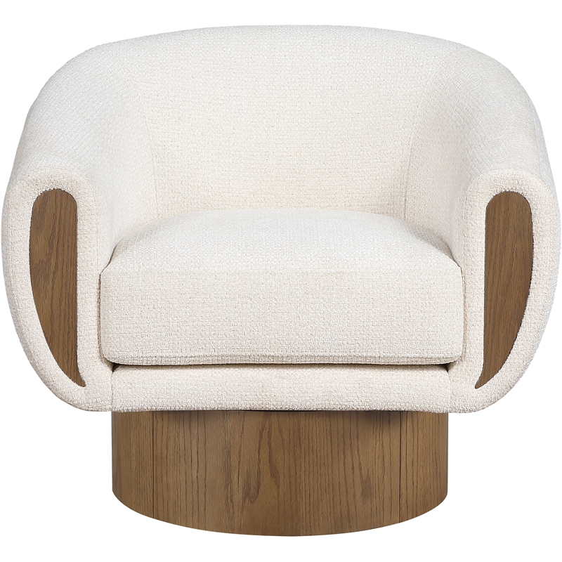 Meridian Furniture Avella Cream Interwoven Fabric Swivel Accent Chair