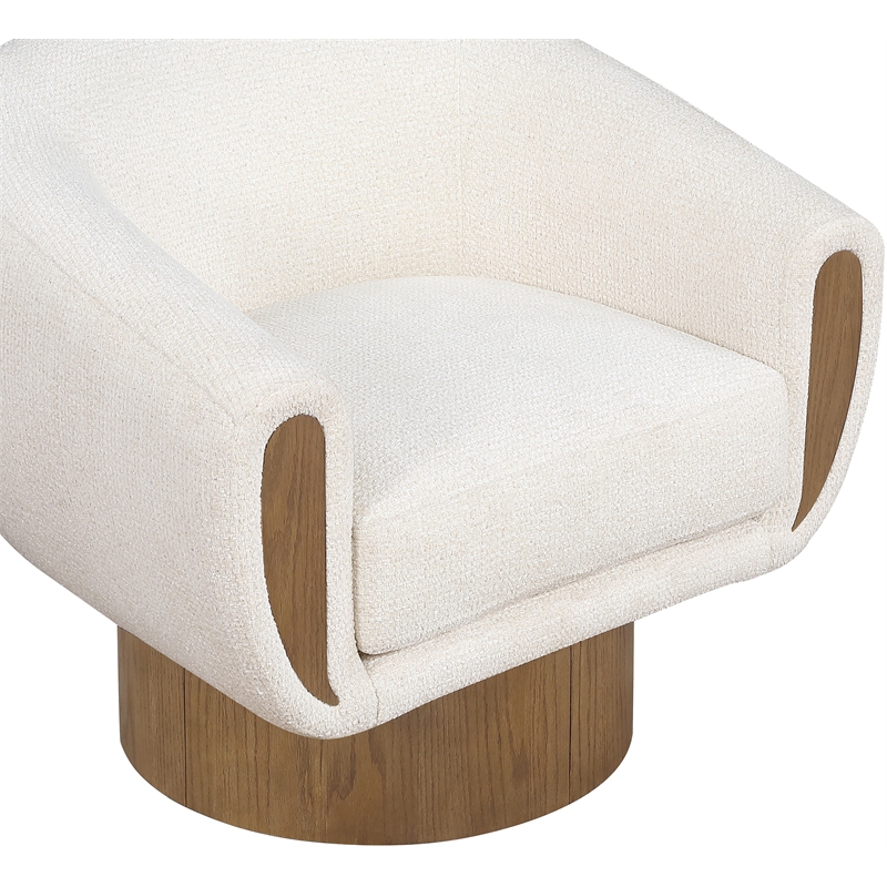Meridian Furniture Avella Cream Interwoven Fabric Swivel Accent Chair