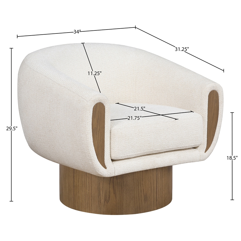 Meridian Furniture Avella Cream Interwoven Fabric Swivel Accent Chair