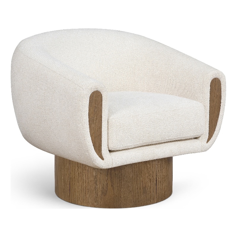 Meridian Furniture Avella Cream Interwoven Fabric Swivel Accent Chair