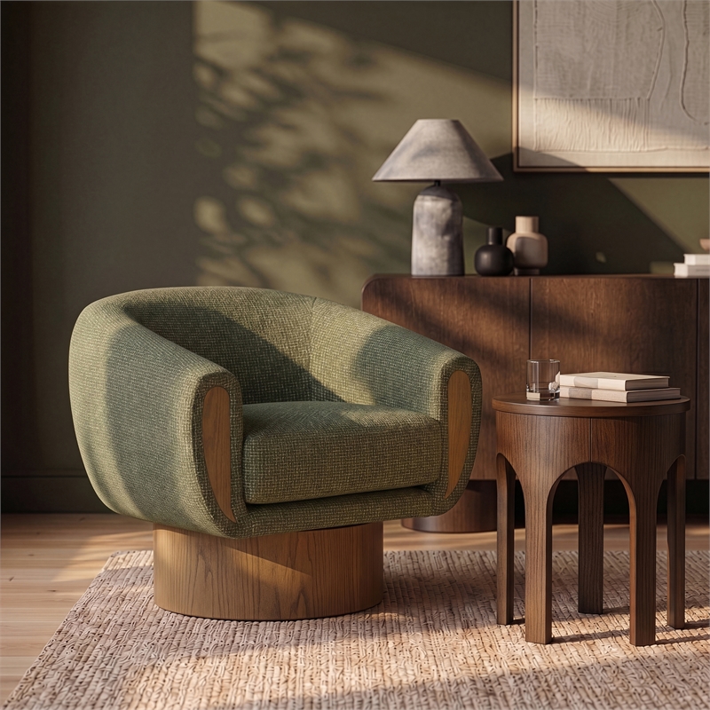Meridian Furniture Avella Green Interwoven Fabric Swivel Accent Chair