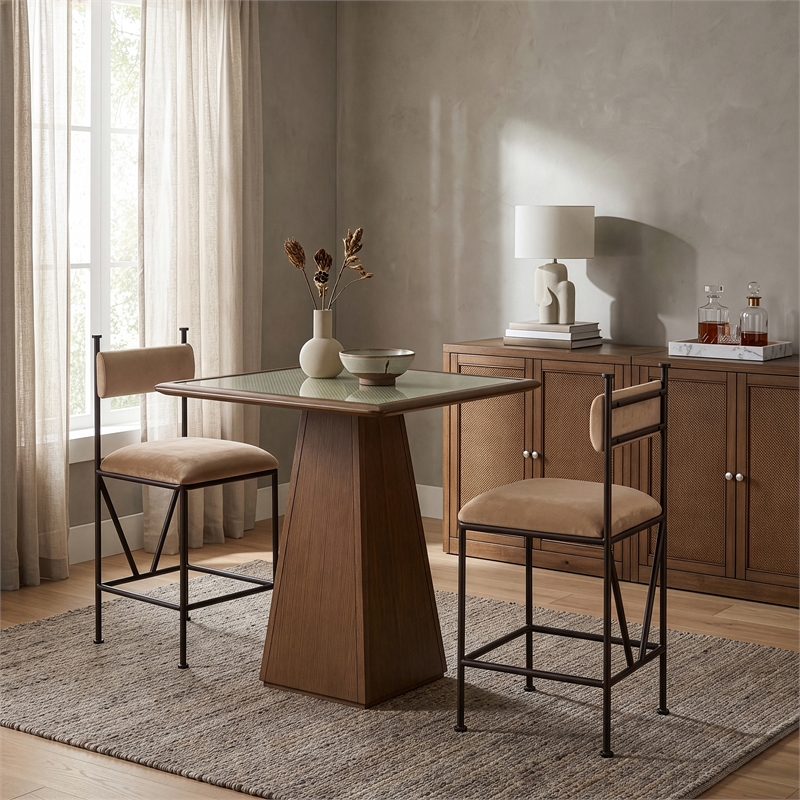 Meridian Furniture Monarch Beige Velvet Upholstered Counter Stool (Set of 2)