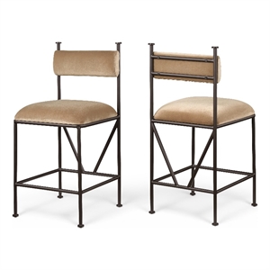 Meridian Furniture Monarch Beige Velvet Upholstered Counter Stool (Set of 2)