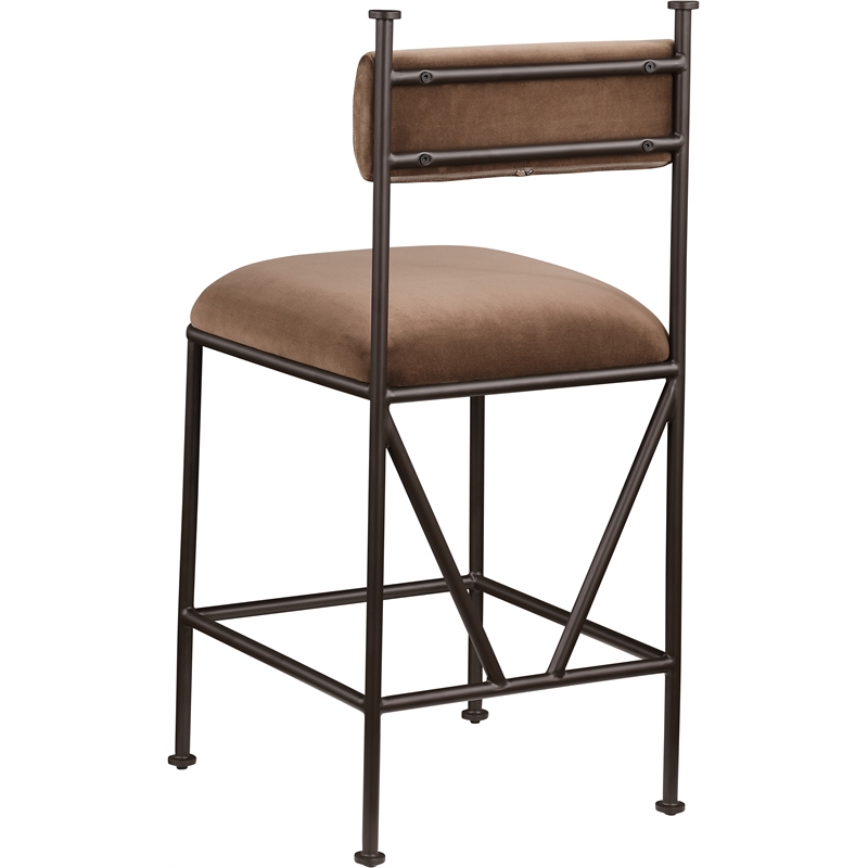 Meridian Furniture Monarch Brown Velvet Upholstered Counter Stool (Set of 2)
