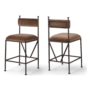 Meridian Furniture Monarch Brown Velvet Upholstered Counter Stool (Set of 2)