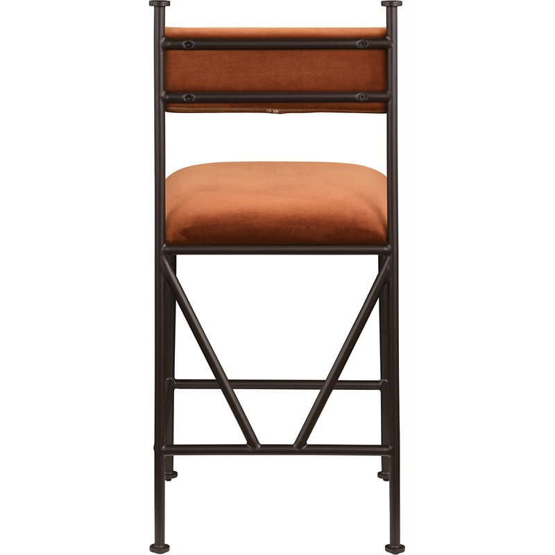 Meridian Furniture Monarch Cognac Velvet Upholstered Counter Stool (Set of 2)