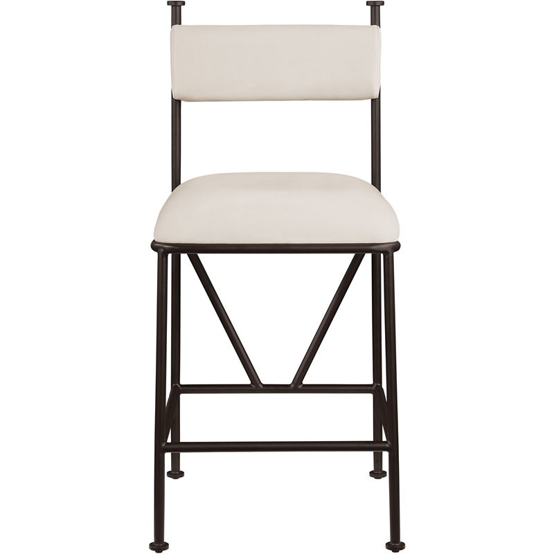 Meridian Furniture Monarch Cream Velvet Upholstered Counter Stool (Set of 2)