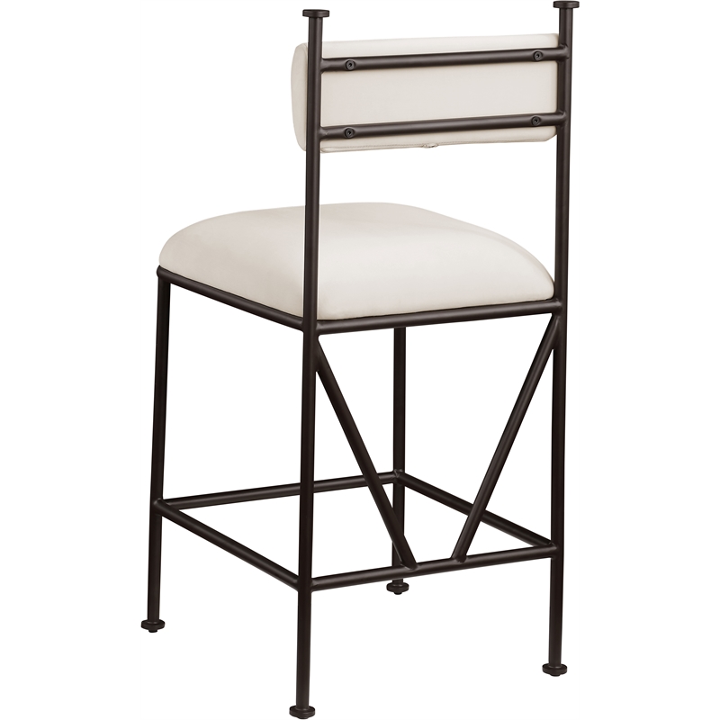 Meridian Furniture Monarch Cream Velvet Upholstered Counter Stool (Set of 2)