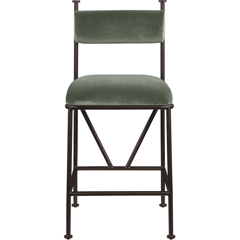Meridian Furniture Monarch Green Velvet Upholstered Counter Stool (Set of 2)