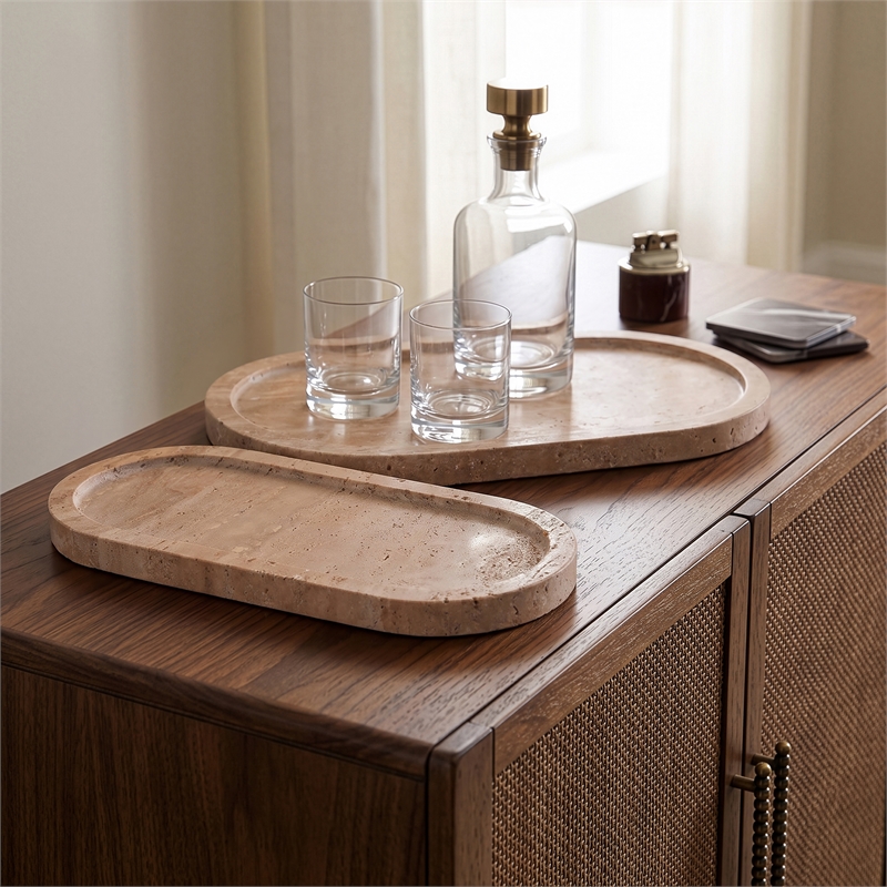 Meridian Furniture Vanta Travertine Travertine 2pc. Tray