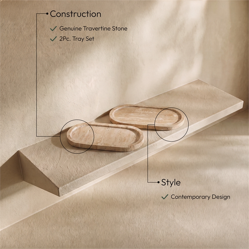 Meridian Furniture Vanta Travertine Travertine 2pc. Tray
