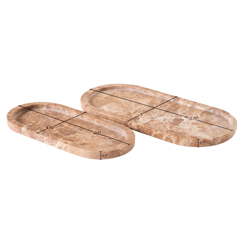 Meridian Furniture Vanta Beige Genuine Marble 2pc. Tray