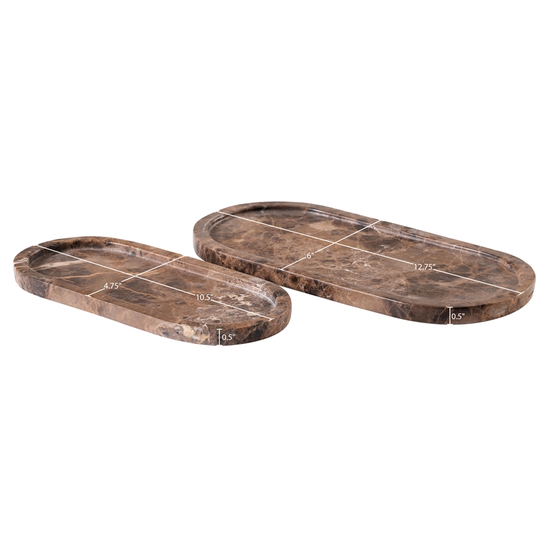 Meridian Furniture Vanta Brown Genuine Marble 2pc. Tray