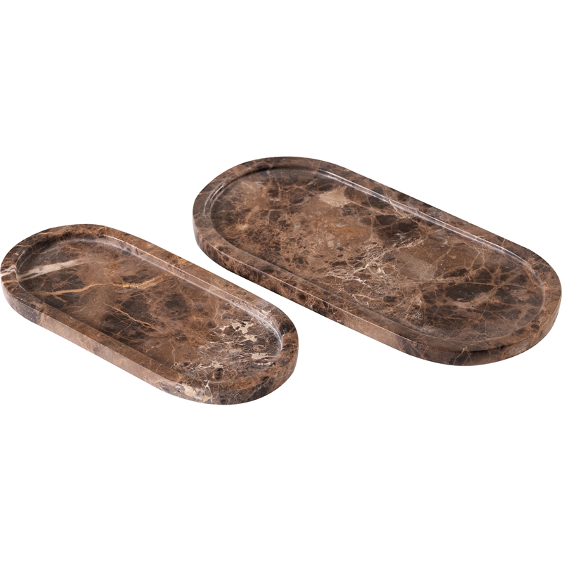 Meridian Furniture Vanta Brown Genuine Marble 2pc. Tray