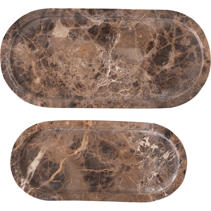 Meridian Furniture Vanta Brown Genuine Marble 2pc. Tray