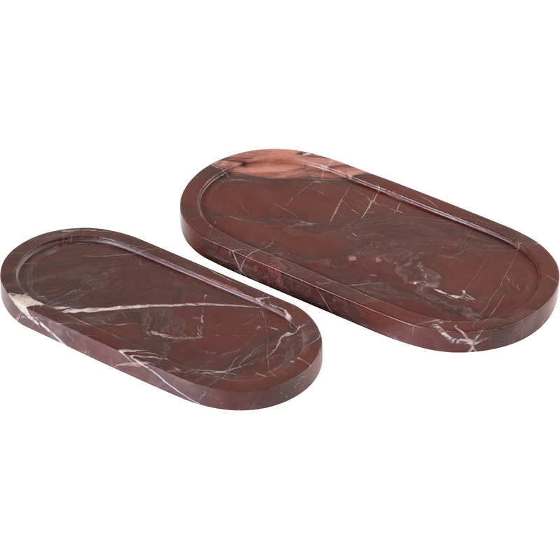 Meridian Furniture Vanta Cherry Genuine Marble 2pc. Tray