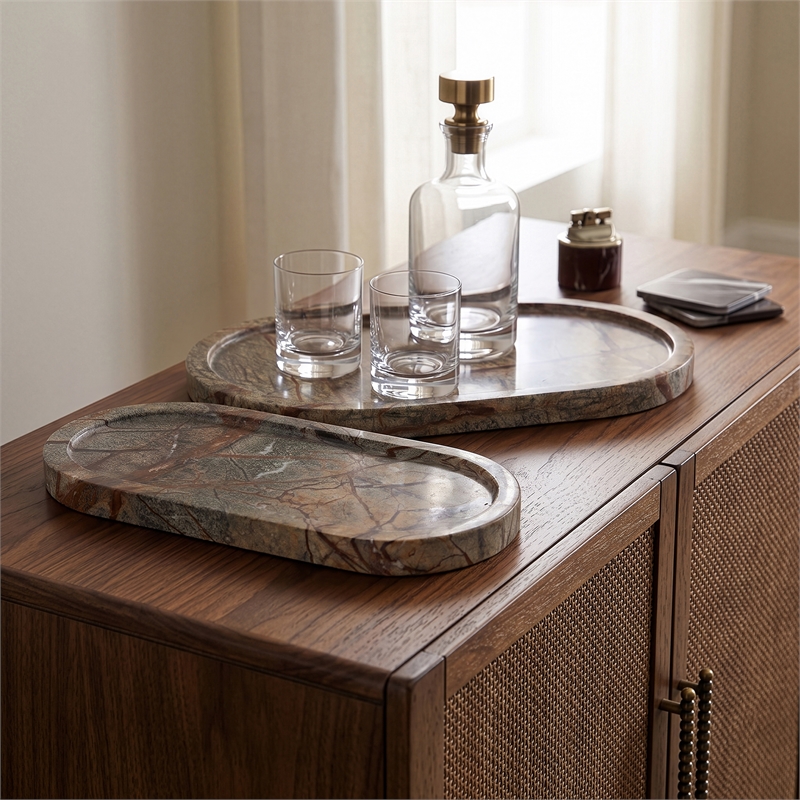 Meridian Furniture Vanta Green Genuine Marble 2pc. Tray