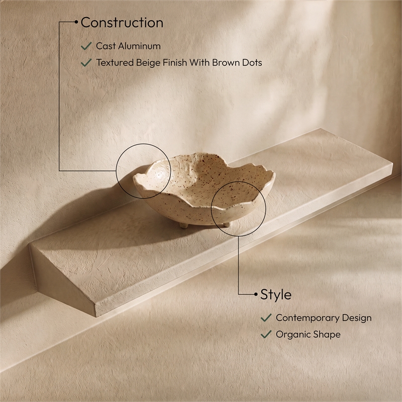 Meridian Furniture Calyx Beige Aluminum Bowl