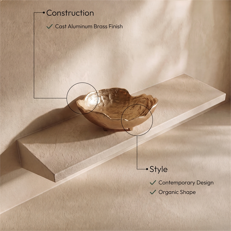 Meridian Furniture Calyx Brass Aluminum Bowl