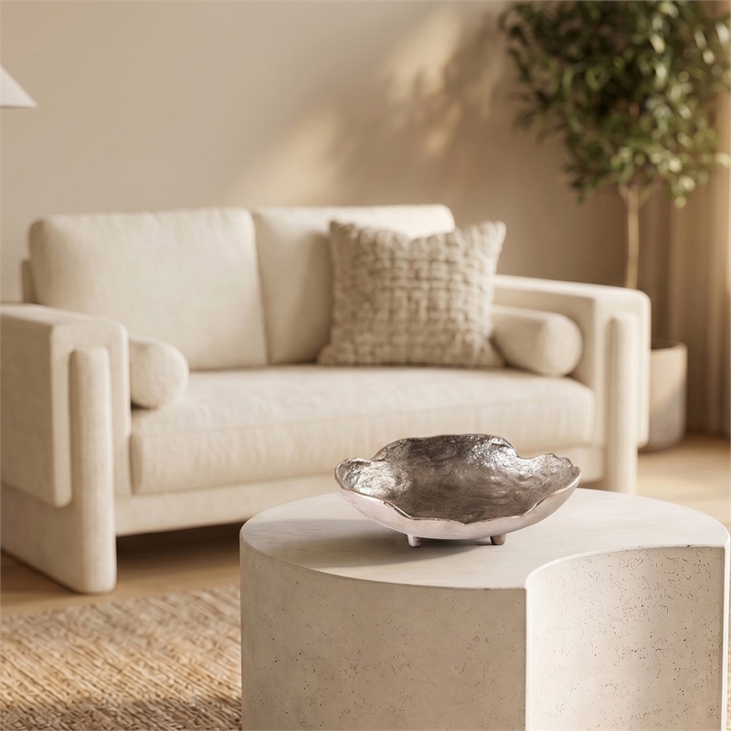Meridian Furniture Calyx Silver Aluminum Bowl