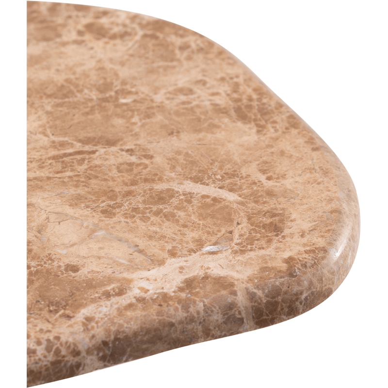 Meridian Furniture Vireo Beige Genuine Marble Top And Aluminum Base Drink Table